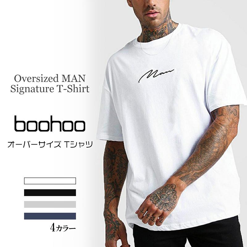 ブーフー boohoo Oversized MAN Signature T-Shirt Tシャツ オーバーサイズ ロゴ 半袖 S/S ショート