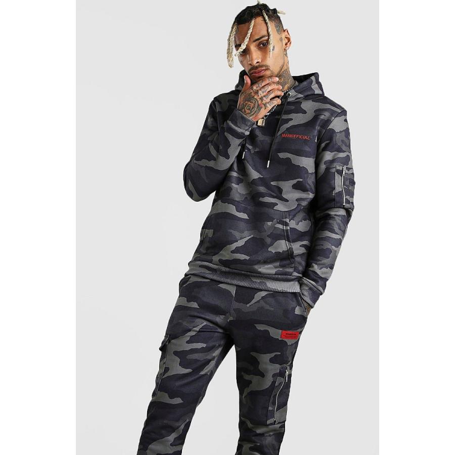 all over man print hooded tracksuit