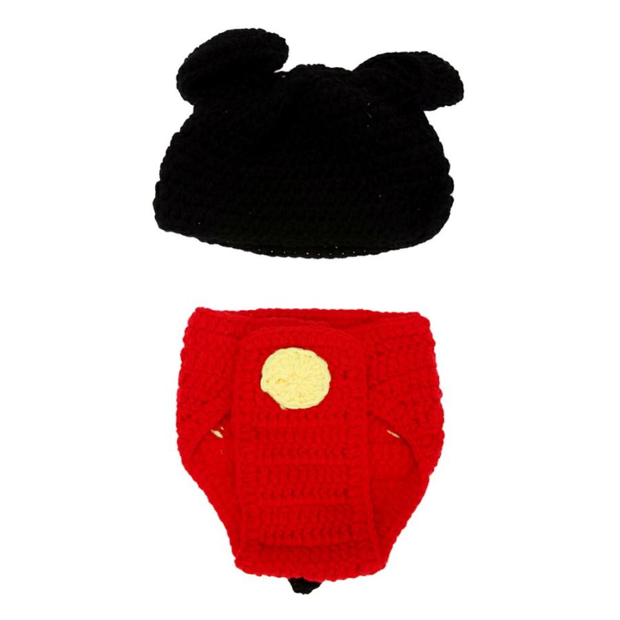 ニューボーンフォト ベビー ニット おくるみ 寝相アート ミッキー ディズニー 衣裳 コスチューム パンツ 帽子 撮影 記念写真 年賀状 男の子 女の子 新生児 Okurumi Mickey S S Shop 通販 Yahoo ショッピング