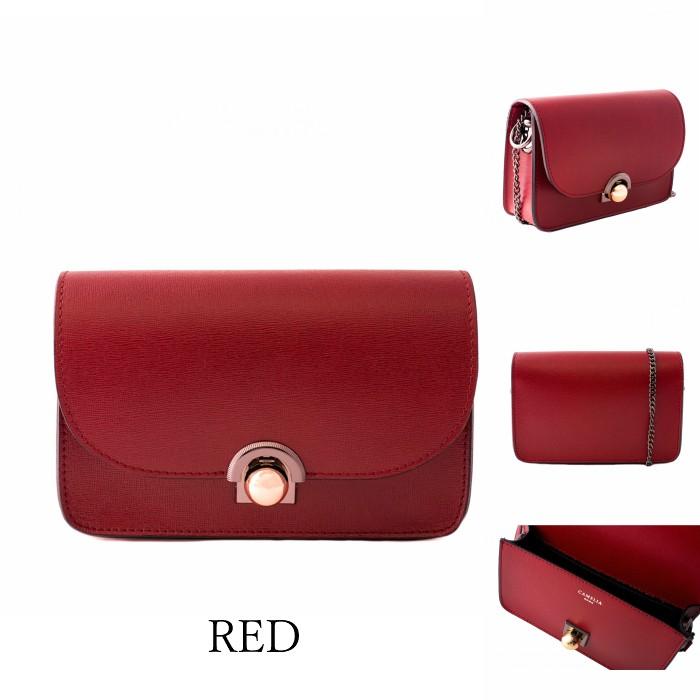 CAMELIA ROMA レザー＆スエードハンドバッグ RED WINE バッグ