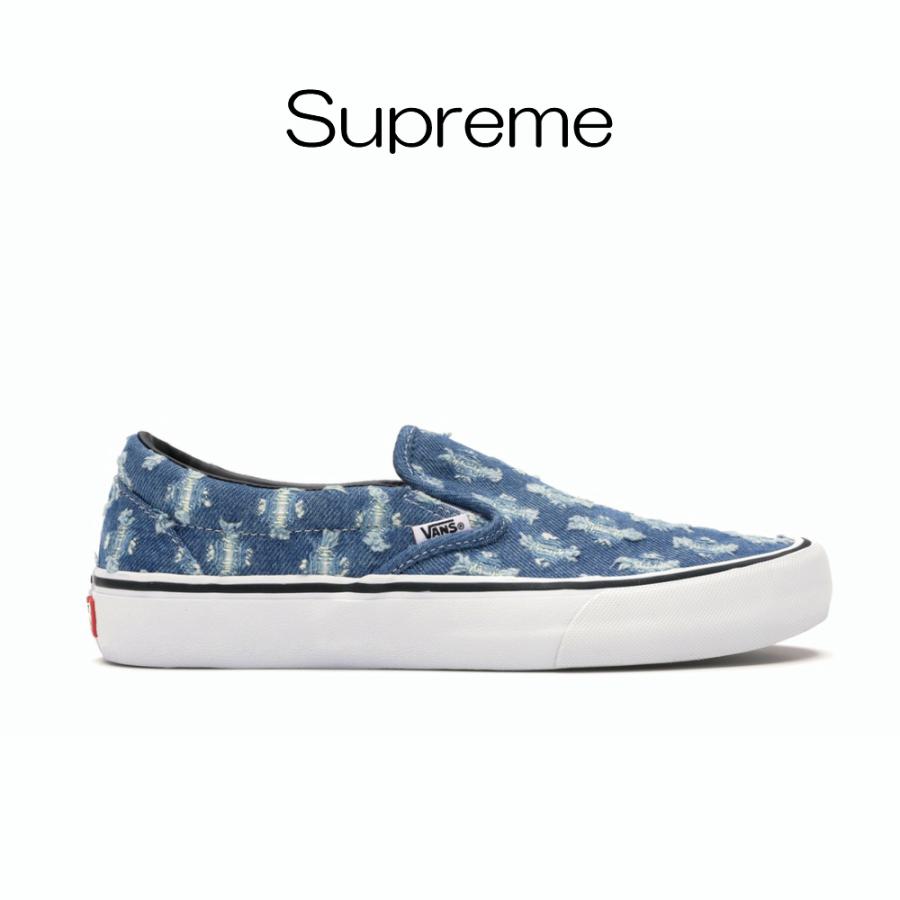 正規品 シュプリーム Supreme Vans Hole Punch Denim Slip On Pro ブルー スニーカー シューズ スリッポン デニム コラボ 本物 靴 Vans Slip On Supreme S S Shop 通販 Yahoo ショッピング