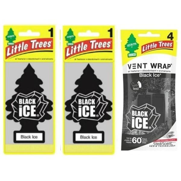 リトルツリー エアフレッシュナー2枚 ・Black Ice ブラック・アイスヴェントラップ1個セット | Little Trees