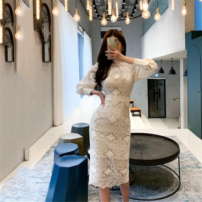 Sssnetshop ワンピース レディースワンピース レディース 丸首 長袖 花柄レース 刺繍 ペンシルワンピース 韓国風 ハイウエスト スリム タイトワンピース Chutn Sssヤフーショップ 通販 Yahoo ショッピング