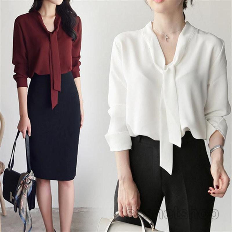 Sssnetshop シャツ ブラウス トップス トップスレディース ペンシルスカート 長袖 ｖネック リボンネック チュニック 膝丈 シンプル ハイウエスト Chutn Sssヤフーショップ 通販 Yahoo ショッピング