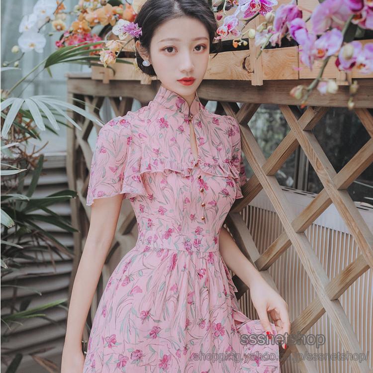 ワンピース レディース デザイン ハイネック 半袖 花柄 ハイウエスト タイト ワンピース エレガント ロングワンピース 着心地サラリ 不規則 Sssnetshop Chutn Sssヤフーショップ 通販 Yahoo ショッピング