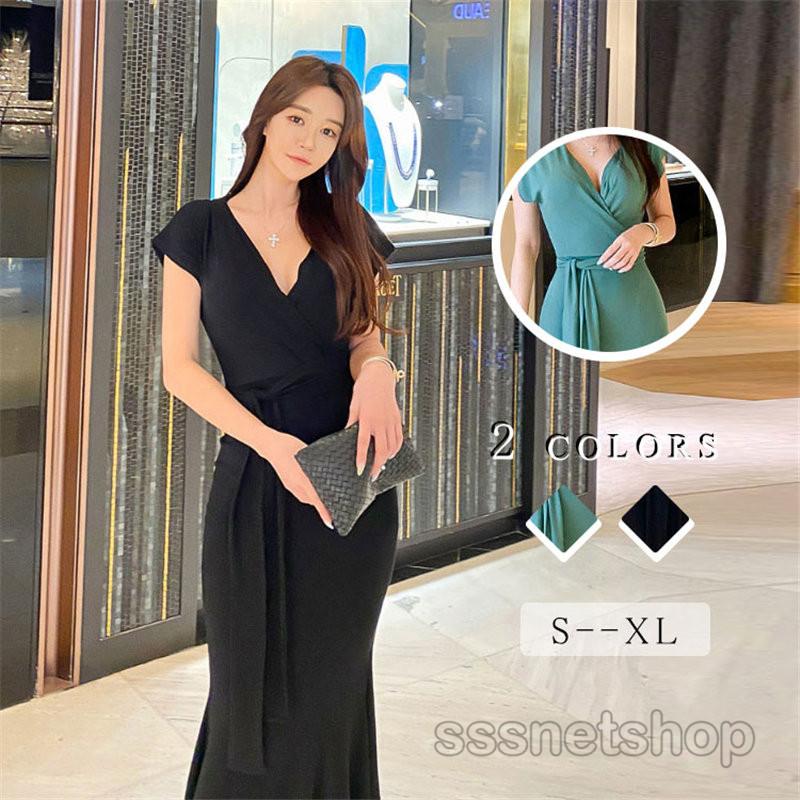 Sssnetshop ワンピース レディース Vネック 半袖 着痩せ ロングワンピース 夏物 新作 人気 無地 ファッション エレガント Ol 30代 大人 通勤 お出かけ Chutn Sssヤフーショップ 通販 Yahoo ショッピング