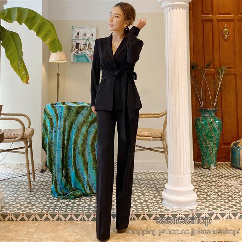 セットアップ コート パンツ レディース スーツコート テーラード ロング丈パンツ スリム セレブ風 韓国風 お出かけ 通勤 淑女 レトロ エレガント Sssnetshop Chutn Sssヤフーショップ 通販 Yahoo ショッピング