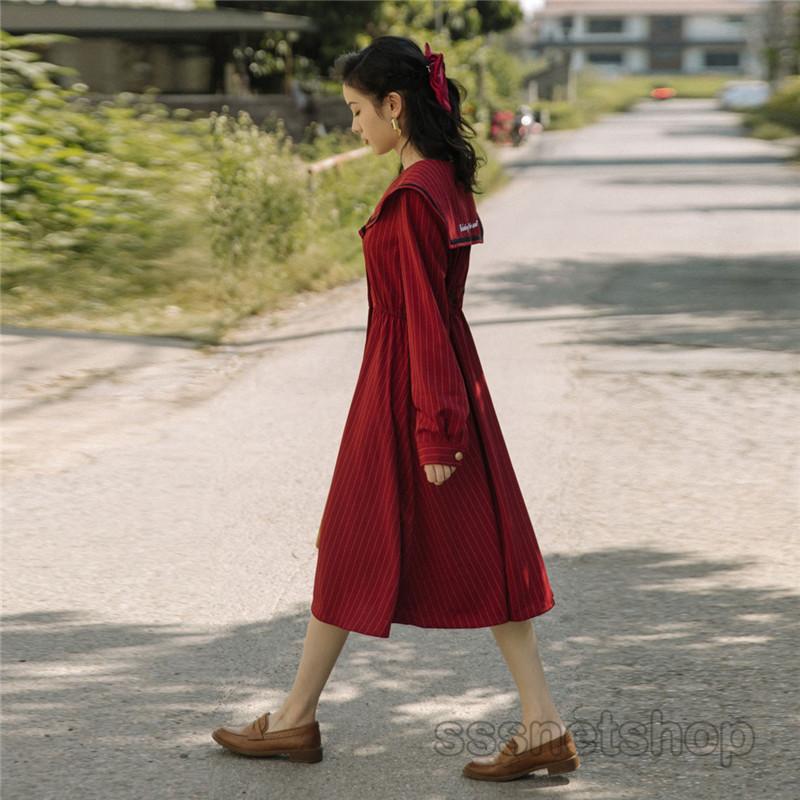 ワンピース 春ワンピース ミモレ丈 長袖 ヒップラップ 海軍風 マリン風 刺繍 学生風 レトロ スリム 春服 カジュアル 韓国風 謝恩会 気質 人気 Sssnetshop Chutn Sssヤフーショップ 通販 Yahoo ショッピング