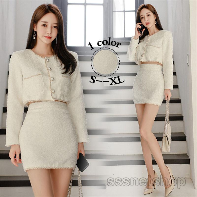 2点セット トップス+スカート ラシャ 長袖 ゆったり ミニ丈