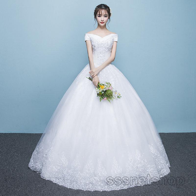 ウエディングドレス 白ドレス Vネック デコルテ 袖あり チュール Aラインドレス 結婚式 ブライダル 二次会 ロングドレス 花嫁 プリンセスドレス Sssnetshop Chutn Sssヤフーショップ 通販 Yahoo ショッピング