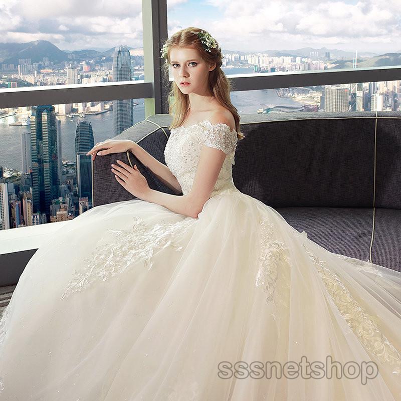 ウエディングドレス デコルテ リボン 袖あり レース ロング Aラインドレス 結婚式 ブライダル 二次会 白ドレス 前撮り 後撮り 花嫁 きれいめ Sssnetshop Chutn 1 Sssヤフーショップ 通販 Yahoo ショッピング