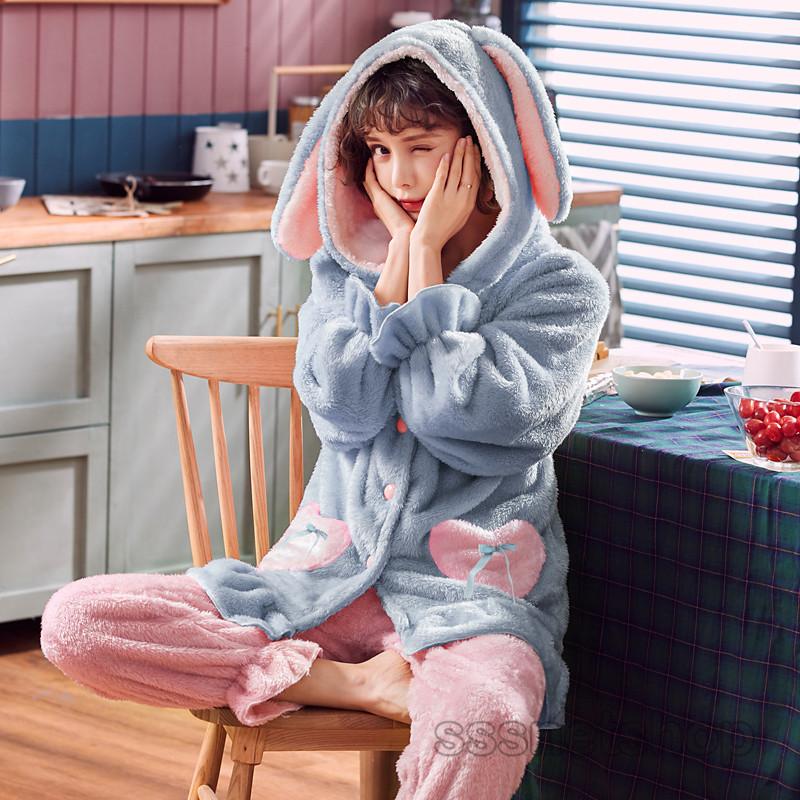 パジャマ レディース 冬 上下セット ふわふわ 厚手 長袖 部屋着