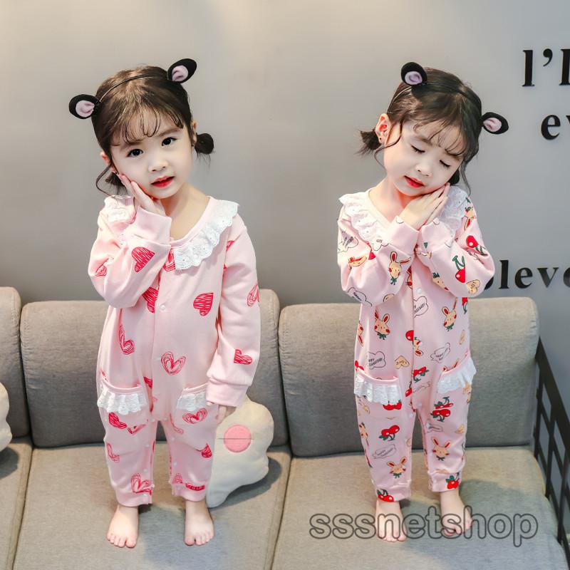 パジャマ ルームウェア オールインワン 冬用 子供 キッズ 子供服 女の子 赤ちゃん 純綿 暖かい 可愛い 長袖 キッズ ハート柄 ナイトウェア Sssnetshop Chutn Sssヤフーショップ 通販 Yahoo ショッピング