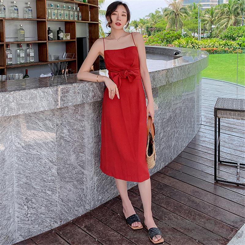 ワンピース レディース キャミワンピース リゾートワンピ 膝丈 着痩せ 無地 韓国風 淑女 春物 オシャレ ノースリーブ 着痩せ レトロ ゆったり Sssnetshop 安い