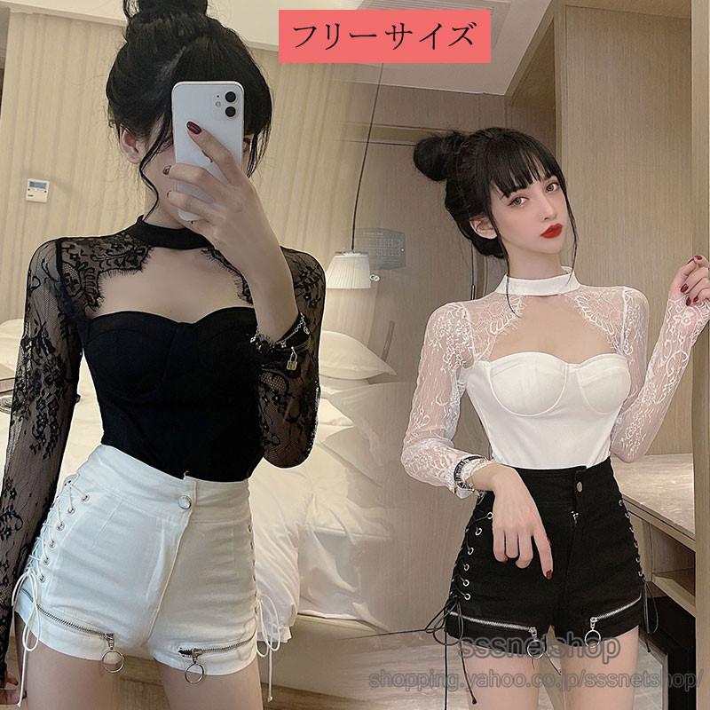 公式サイト セットアップ 2点セット トップス パンツ スリム レトロ レース ショットパンツ 長袖 ファッション
