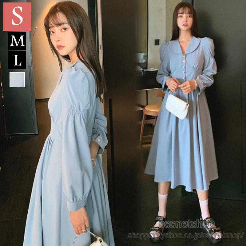 ワンピース 無地 シフォン フランス式 レトロ風 長袖 ハイウエスト 気質 上品 着痩せ レディース 甘め きれいめ 高級感大人服 人気 春夏 Sssnetshop Chutn Sssヤフーショップ 通販 Yahoo ショッピング