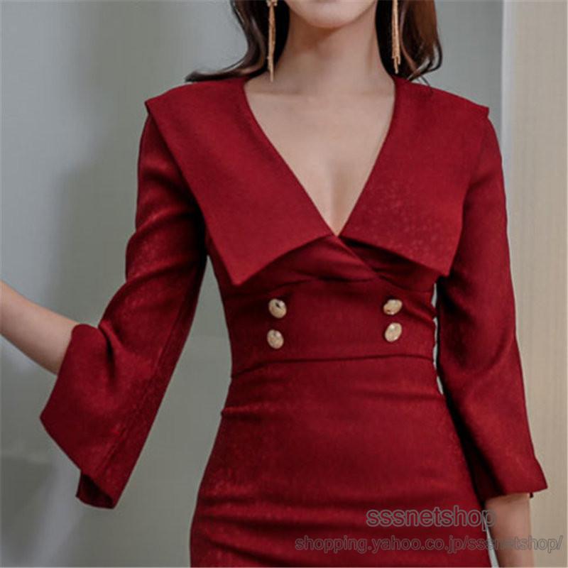 あなたにおすすめの商品 細身 膝上 ファッション セクシーワンピ ｖネック 七分袖 レディース ワンピース ミニ丈 韓国風 Sssnetshop タイト 着痩せ フェミニン ワンピース サイズ M Shopping611 Com Br