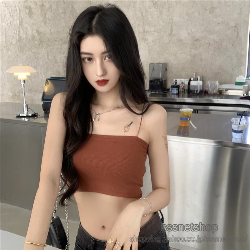 タンクトップ レディース ミニ丈タンクトップ キャミソールタンクトップ 肌着 部屋着 ハイウエスト ファッション 着痩せ 細身 可愛い ヘソ出し Sssnetshop Chutn Sssヤフーショップ 通販 Yahoo ショッピング