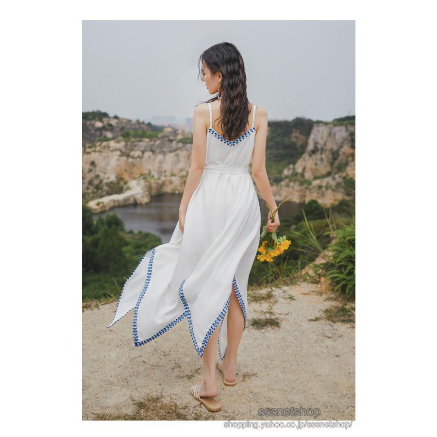 ビーチワンピース レディース 無地 シンプル キャミソール サマー 肩出し ノースリーブ ロング丈 リゾート ゆったり ビーチ ファッション Sssnetshop 新作
