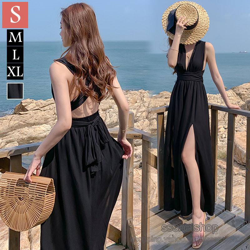 ワンピース レディース サマーワンピース シフォン 深Vネック