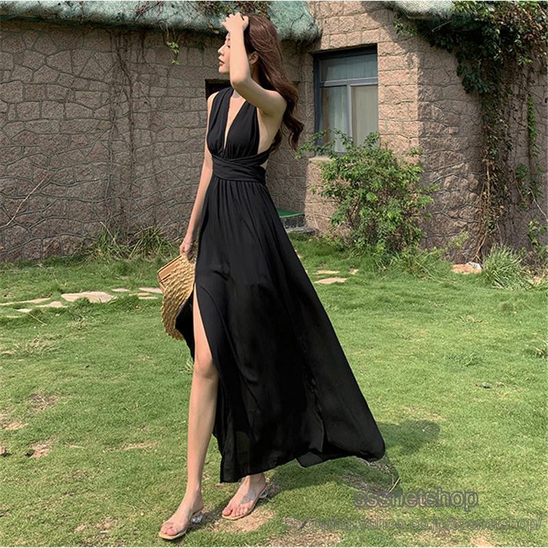 ワンピース レディース サマーワンピース シフォン 深Vネック