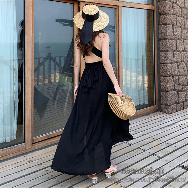 ワンピース レディース サマーワンピース シフォン 深Vネック