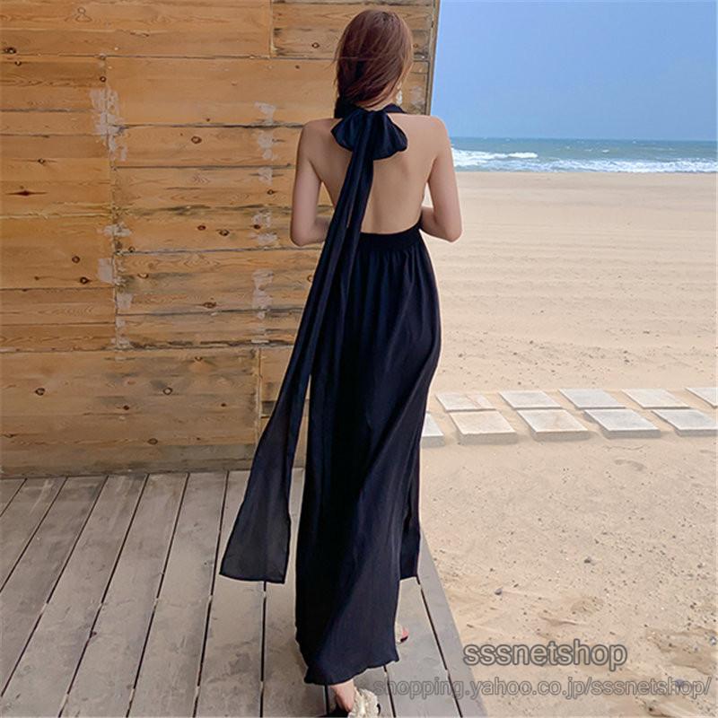 ワンピース レディース サマーワンピース シフォン 深Vネック