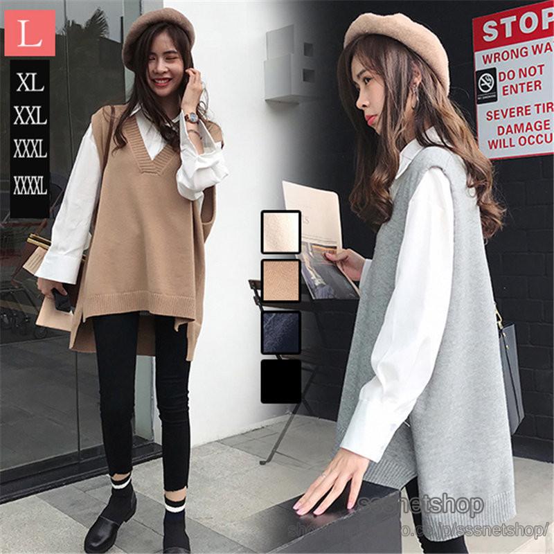 ベスト ニットシャツ レディース ｖネック 着痩せ 大きいサイズ ワイドベスト インスター風 オシャレ フェミニン ファッション 代30代40代 Sssnetshop Chutn Sssヤフーショップ 通販 Yahoo ショッピング