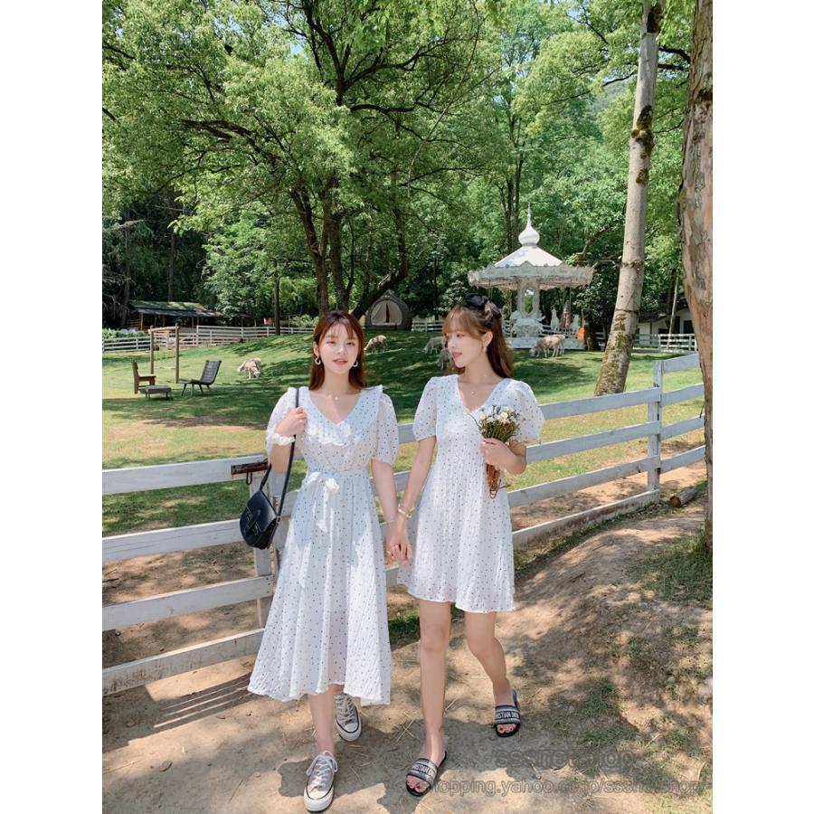 ミニワンピース シフォンワンピース レディース ミニ丈 半袖 ｖネック