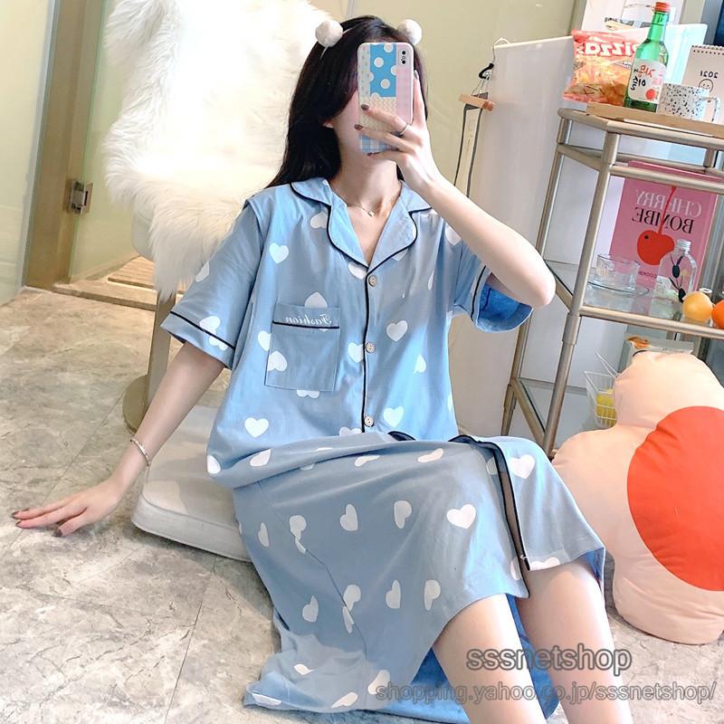 22特集 膝丈ワンピース 半袖 アウター ワンピース レディース ネグリジェ 授乳服 前開き Sssnetshop 大きいサイズ 着痩せ 体型カバー シンプル ハート 薄手 パジャマ サイズ Xl Www We Job Com