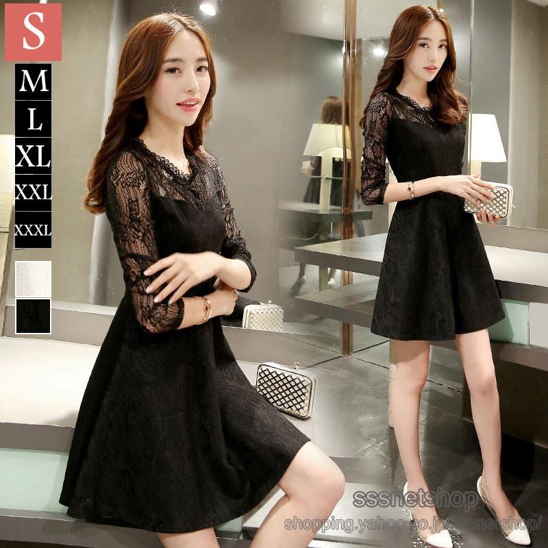 ミニワンピース レディース レース 七分袖 袖レース 花柄ワンピース 切り替え キレイめ A ラインワンピース インナー 着痩せ フェミニン Sssnetshop Chutn Sssヤフーショップ 通販 Yahoo ショッピング