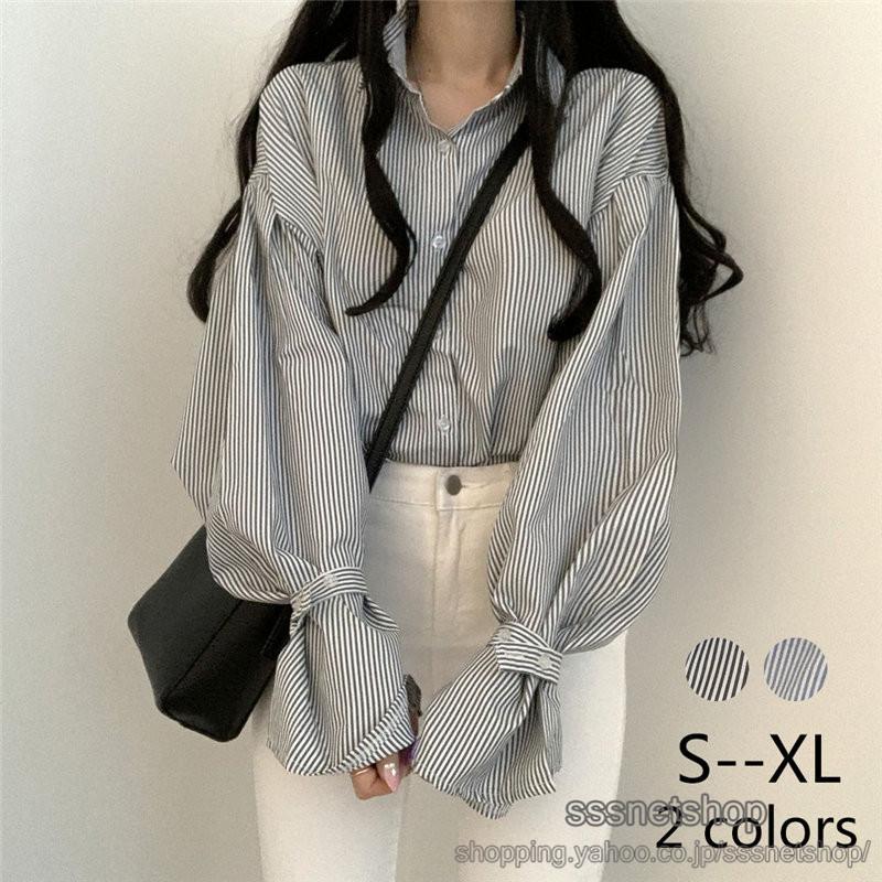 予約販売「メール便だけで送料無料」長袖シャツ ブラウス 韓国風 トップス ストライプ 大人カジュアル 学院風 オフィス 仕事  ポイント消化【sssnetshop】 :chutnlcm2001032:SSSヤフーショップ - 通販 - Yahoo!ショッピング