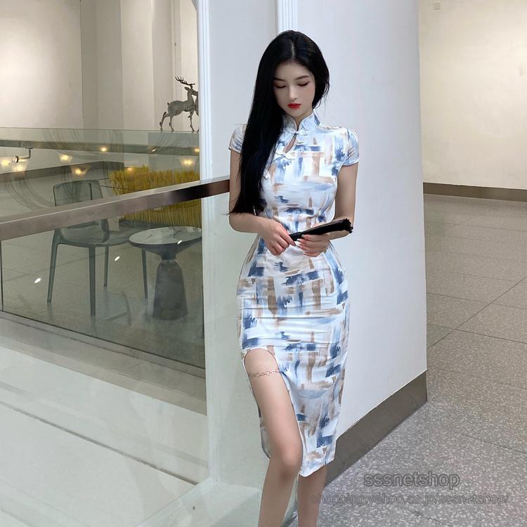 素敵な ボディコンワンピース チャイナ服 短袖 ワンピース 品のあるレトロ ハイウエス 立ち襟 夏物 袖あり 中華服 古典ダンス衣装 クラシック 着回し Sssnetshop ワンピース カラー 写真通り 写真参考 Www Colegiomacaya Cl