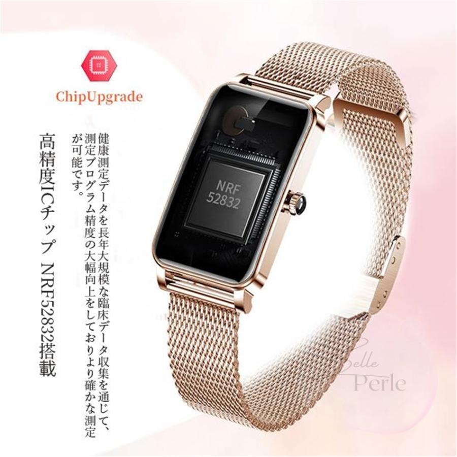 スマートウォッチ 日本製センサー 女性 血圧測定 心拍数 血中酸素 生理管理 歩数計 着信通知 睡眠監測 24時間健康管理 音楽再生 カメラ制御 長座注意 天気予報の画像
