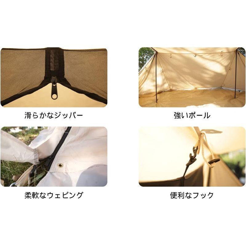 早い者勝ち訳あり！ glamcamp 軽量 パップ テントTC素材 軍幕 ポリコットン テント 多機能 2ポール 焚火 難燃 遮光 【2064249474】(12608円)