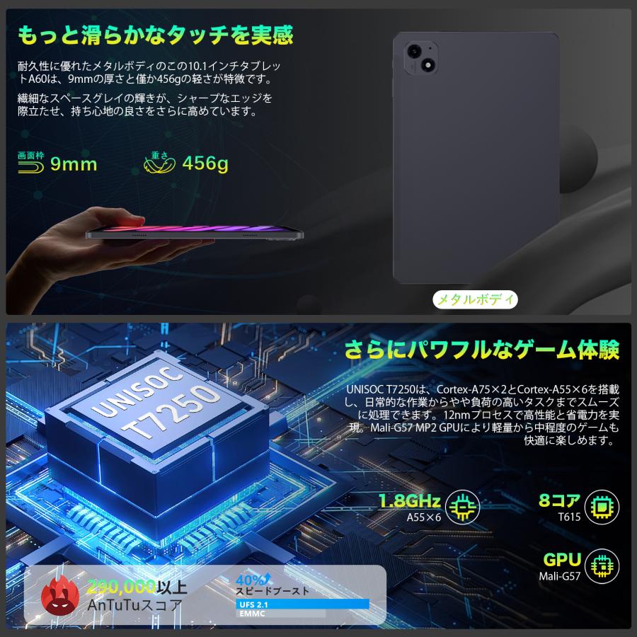 コスパ最強☆Avidpad A60 Android 16 タブレット 10インチ Wi-Fiモデル