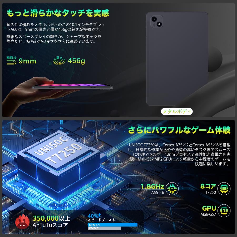 コスパ最強☆Avidpad A60 Android 16 タブレット 10インチ Wi-Fiモデル