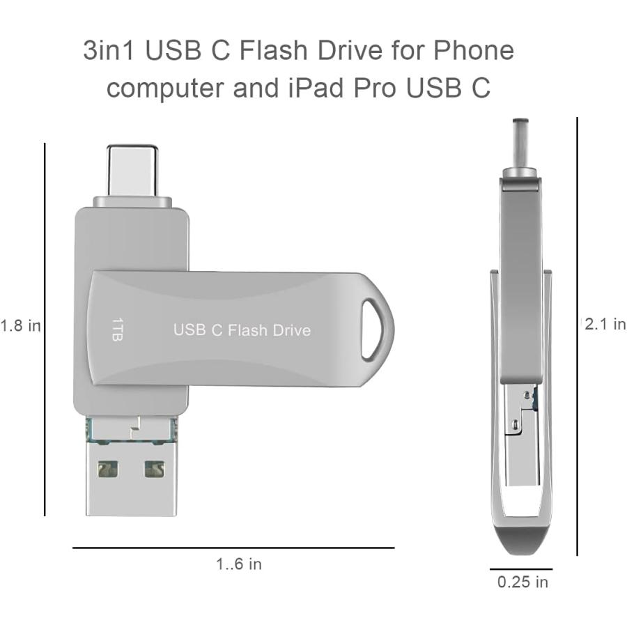 WOFICLO USB C サムドライブ 1TB USB3.1 - USB Type-C フラッシュドライブ 1000GB 高速伝送メモリースティック ピンク｜st-3｜04
