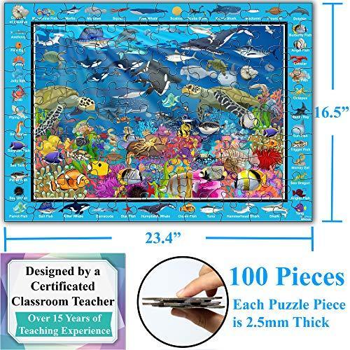 Think2Master Colorful Ocean Life 100 Pieces Jigsaw Puzzle Fun Educational T｜st-3｜02