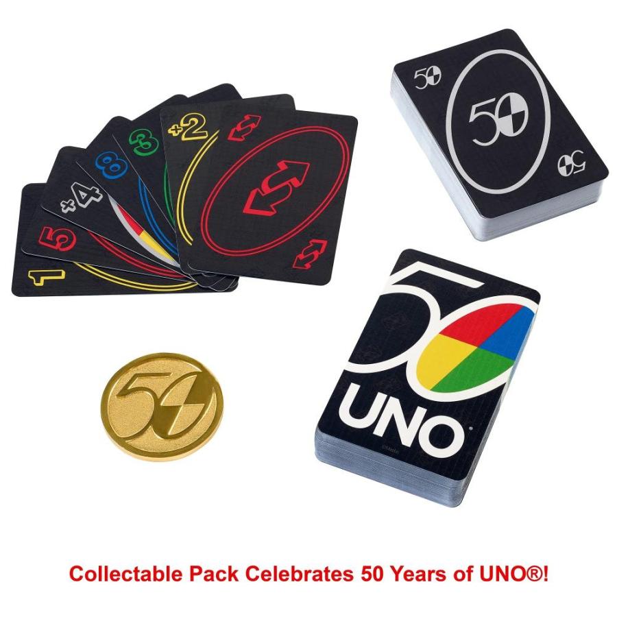 ウノ(UNO) 50周年 プレミアムエディション 限定カード ワイルド50/50カード、記念ゴールドコイン GXJ94｜st-3｜04