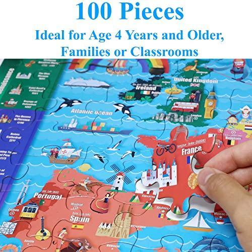 Think2Master Map of Europe 100 Pieces Jigsaw Puzzle Fun Educational Toy for｜st-3｜02