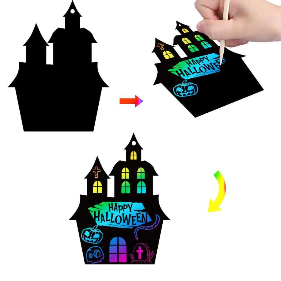 MGparty Scratch Paper Art for Kids ー 96 Pcs Halloween Magic Rainbow Scratch｜st-3｜02