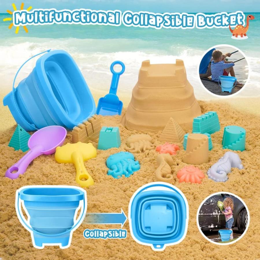 FHOZGECY Beach Toys, 23Pcs Sand Toys, Sandbox Toys with Dump Truck, Collaps｜st-3｜02