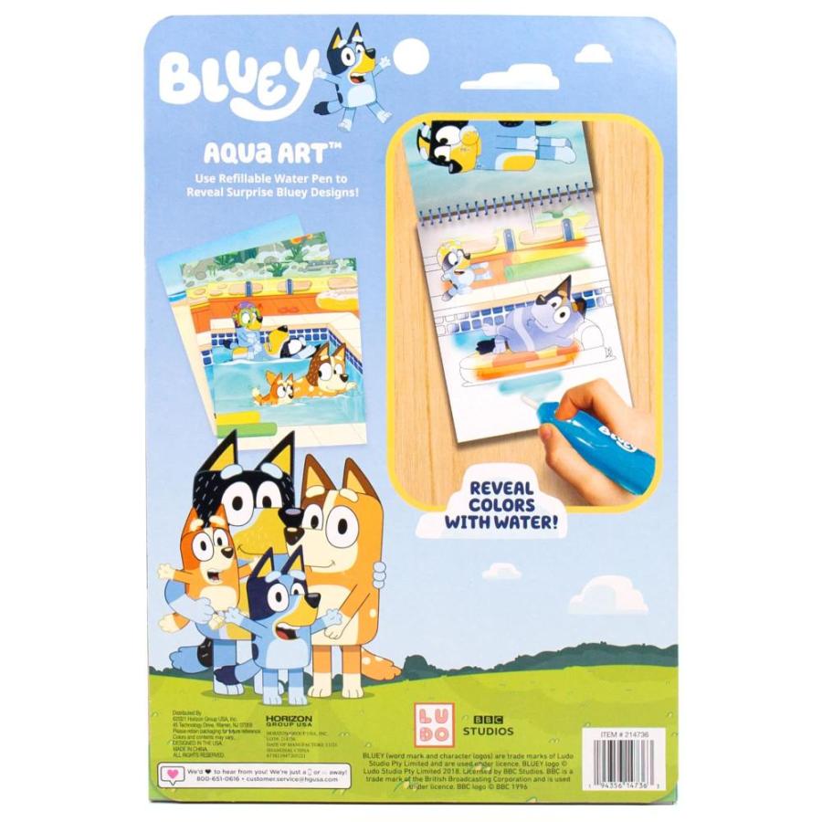 Bluey Aqua Art, Includes 4 Reusable Pages of Water Art & Water Pen, Color w｜st-3｜07