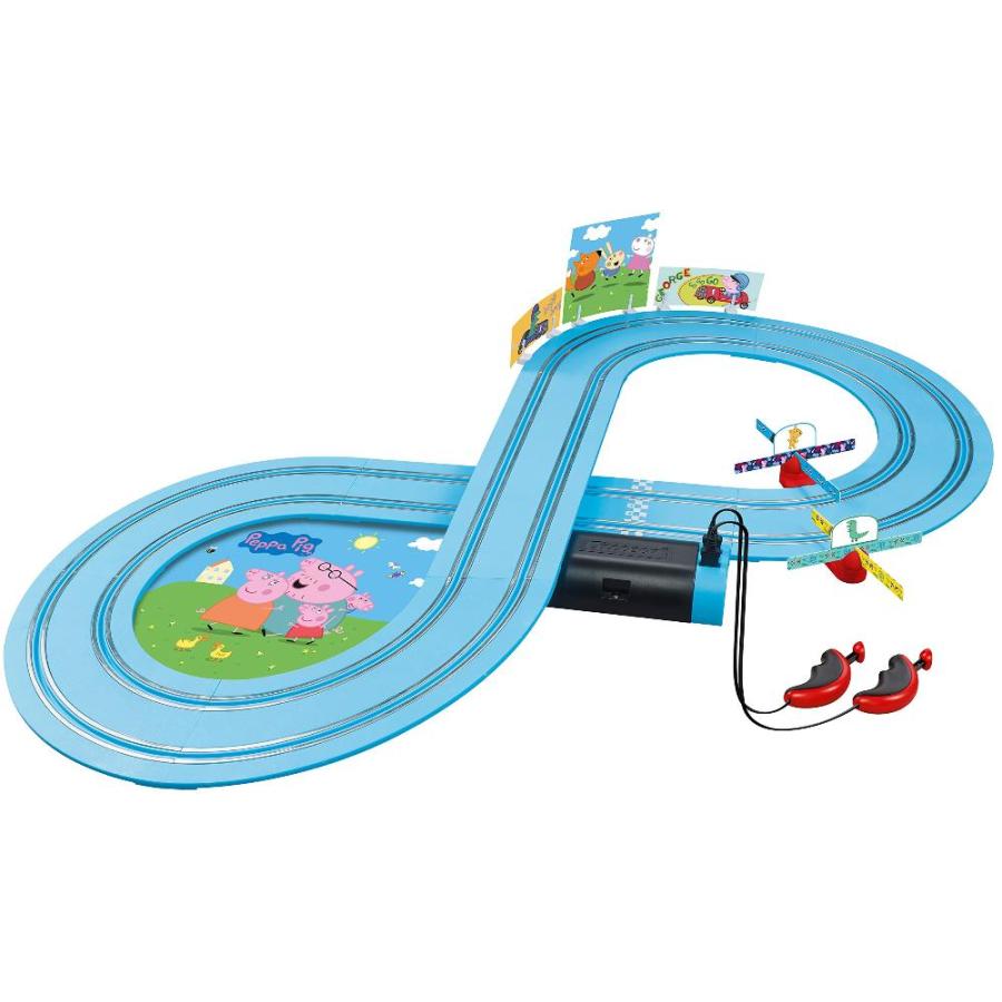 Carrera First Peppa Pig ー Kids GranPrixスロットカーレーストラック スピナー付き ー Peppa PigとGeo｜st-3｜02