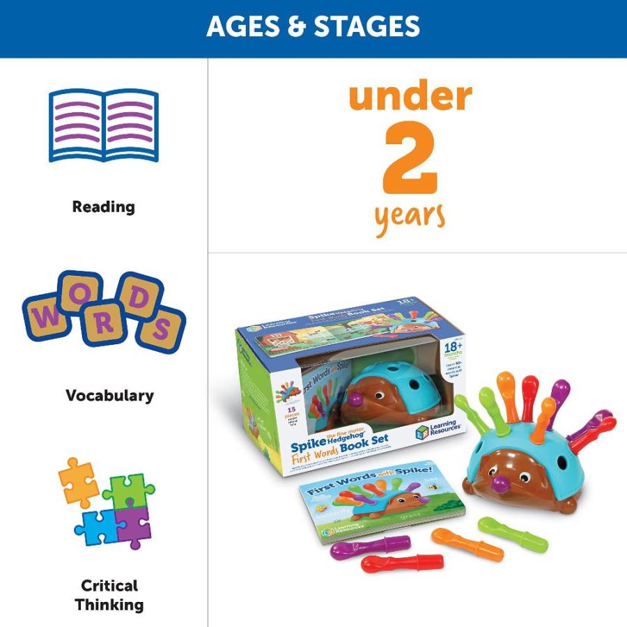 Learning Resources Spike The Fine Motor Hedgehog First Words, Book Set Top,｜st-3｜05