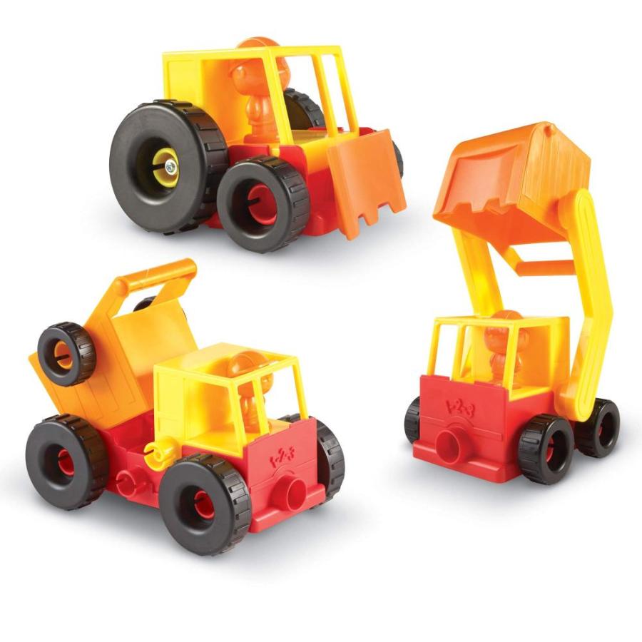 Learning Resources 1ー2ー3 Build It  Construction Crew Toy, Bulldozer, Digger｜st-3｜06