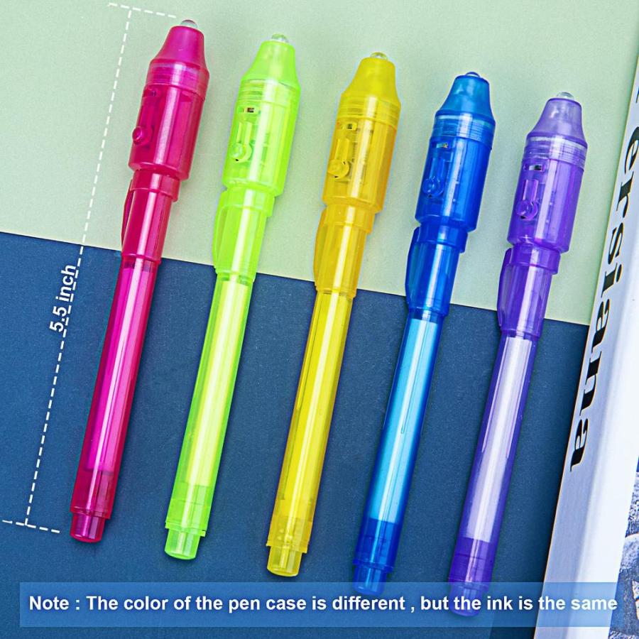 STENDA Invisible Ink Pen 5 PCS, Spy pen, With Purple Light, Party Favors fo｜st-3｜03