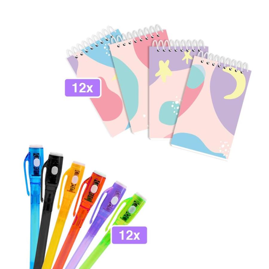 HeroFiber 12 Invisible Ink Pen with UV Light and 12 Unicorn Notebook Set. P｜st-3｜02