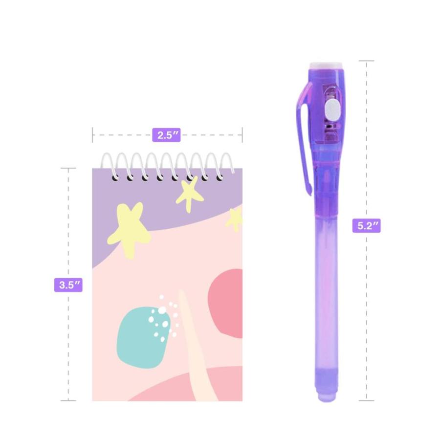 HeroFiber 12 Invisible Ink Pen with UV Light and 12 Unicorn Notebook Set. P｜st-3｜03